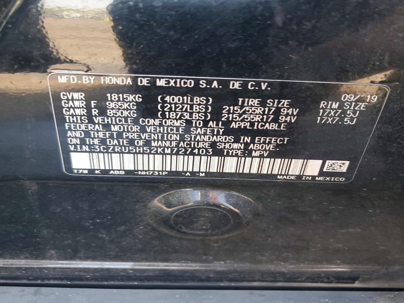 Aukcja sprzedaży 2019 Honda Hr-v, vin: 3CZRU5H52KM727403, numer aukcji: 56611486