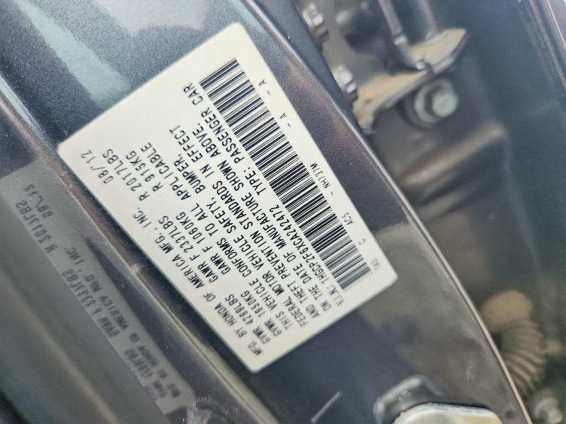 56842226 :رقم المزاد ، 1HGCP2F6XCA242472 vin ، 2012 Honda Accord مزاد بيع