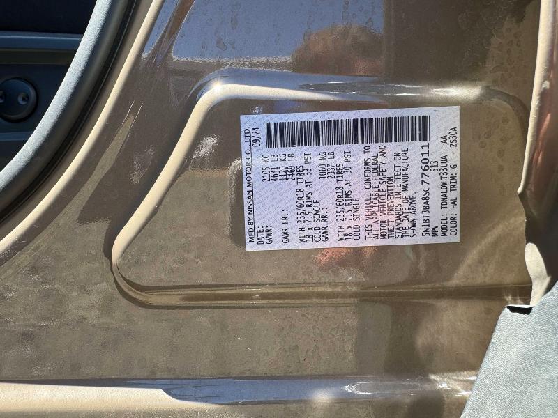 58139036 :رقم المزاد ، 5N1BT3BA8SC776011 vin ، 2025 Nissan Rogue مزاد بيع