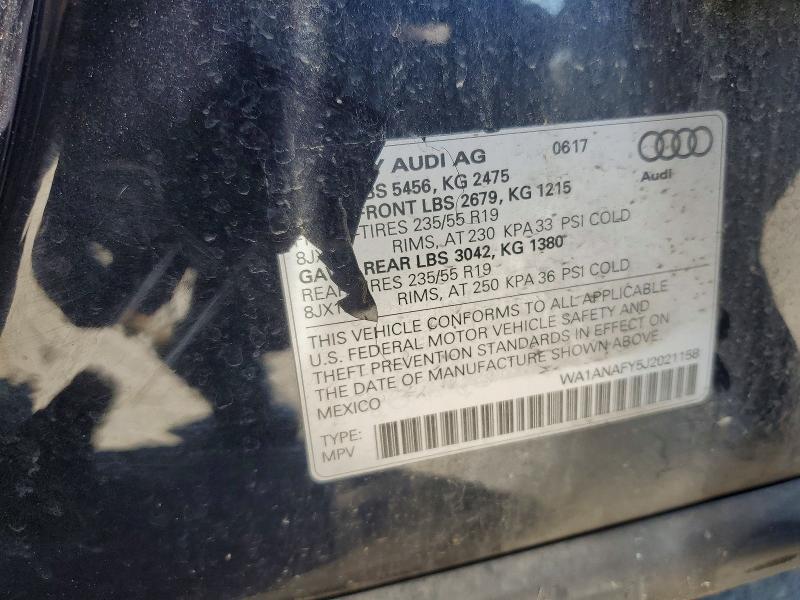 Aukcja sprzedaży 2018 Audi Q5, vin: WA1ANAFY5J2021158, numer aukcji: 55595766