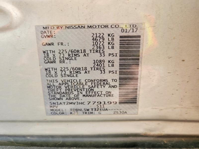 Aukcja sprzedaży 2017 Nissan Rogue, vin: 5N1AT2MV3HC779199, numer aukcji: 57711216