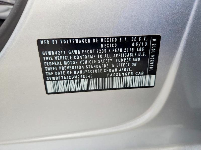 Aukcja sprzedaży 2013 Volkswagen Jetta, vin: 3VWDP7AJXDM298649, numer aukcji: 59267076