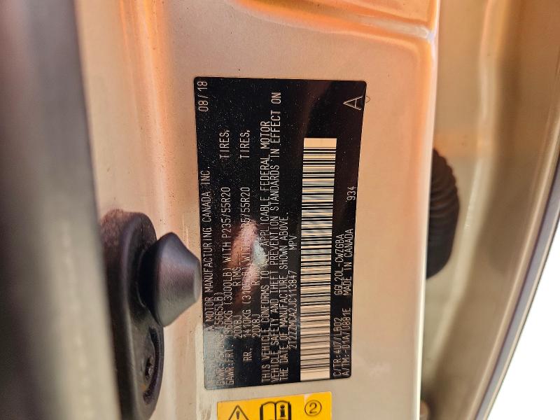 58243376 :رقم المزاد ، 2T2ZZMCA2JC113847 vin ، 2018 Lexus Rx 350 مزاد بيع