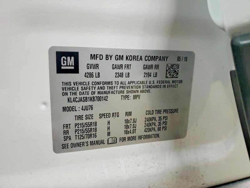 Продаж на аукціоні авто 2019 Buick Encore, vin: KL4CJASB1KB700142, номер лоту: 57639136