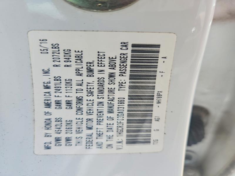 55211526 :رقم المزاد ، 1HGCR3F03GA031860 vin ، 2016 Honda Accord مزاد بيع