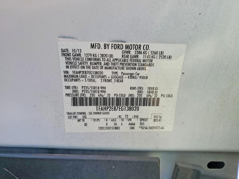 Продаж на аукціоні авто 2014 Ford Taurus, vin: 1FAHP2E87EG138020, номер лоту: 57721096