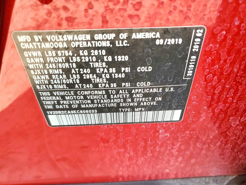 Aukcja sprzedaży 2019 Volkswagen Atlas, vin: 1V2DR2CA9KC606033, numer aukcji: 56682616