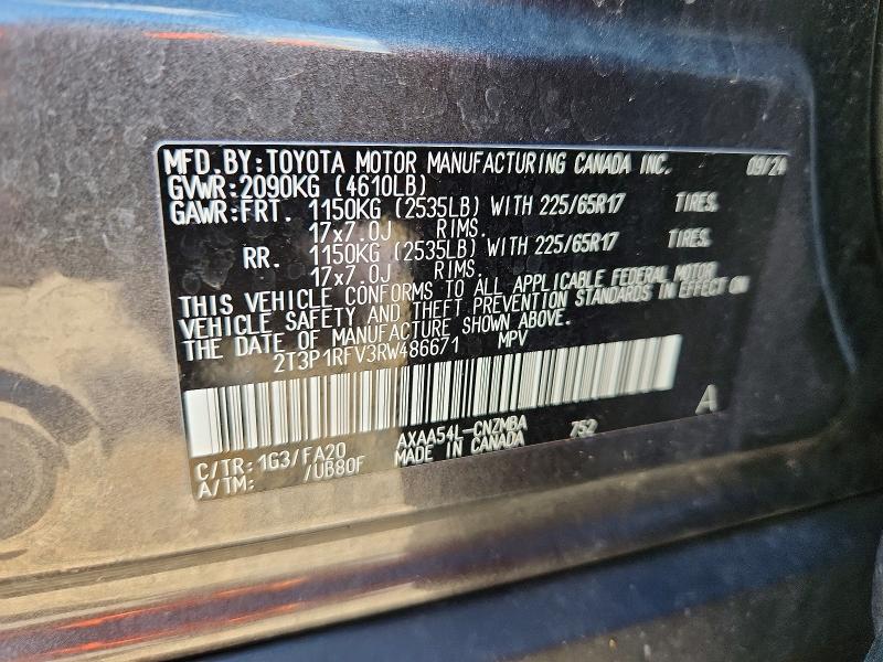 58579366 :رقم المزاد ، 2T3P1RFV3RW486671 vin ، 2024 Toyota Rav4 مزاد بيع