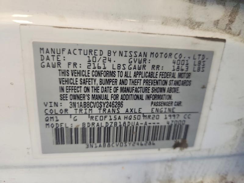Aukcja sprzedaży 2025 Nissan Sentra, vin: 3N1AB8CV0SY246286, numer aukcji: 57430766