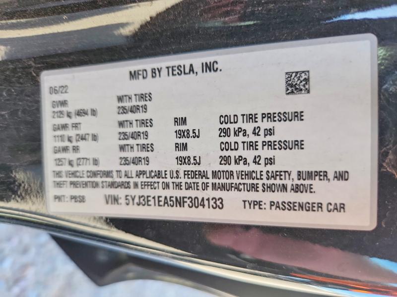 Продаж на аукціоні авто 2022 Tesla Model 3, vin: 5YJ3E1EA5NF304133, номер лоту: 56889636