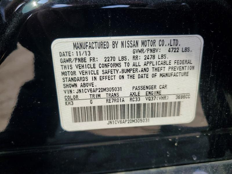 Продажа на аукционе авто 2013 Infiniti G37 Sedan, vin: JN1CV6AP2DM305031, номер лота: 58108576