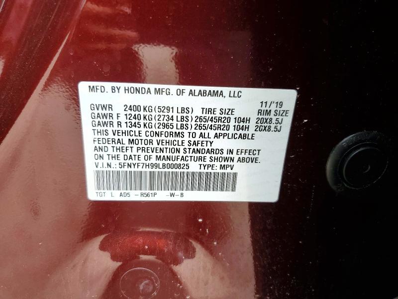 Aukcja sprzedaży 2020 Honda Passport, vin: 5FNYF7H99LB000825, numer aukcji: 57174146