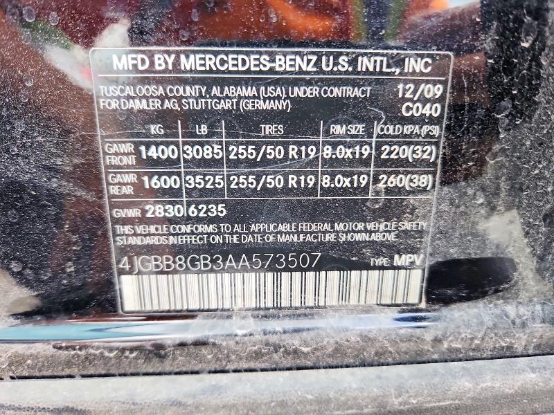 Aukcja sprzedaży 2010 Mercedes-benz Ml, vin: 4JGBB8GB3AA573507, numer aukcji: 55734806