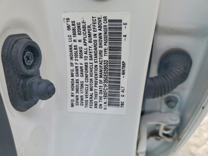 Auction sale of the 2016 Honda Civic, vin: 19XFC1F35GE039533, lot number: 57594856