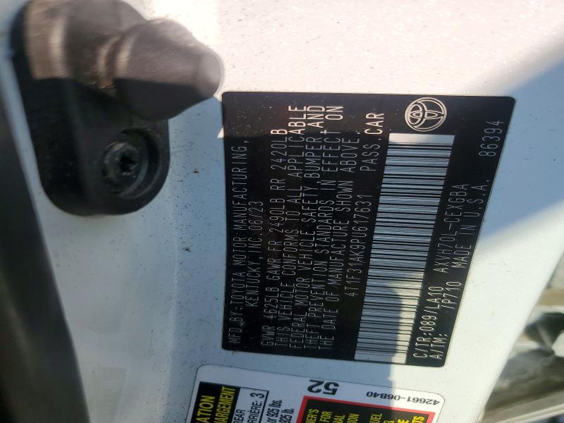 Aukcja sprzedaży 2023 Toyota Camry Hybrid, vin: 4T1F31AK9PU617631, numer aukcji: 58103406