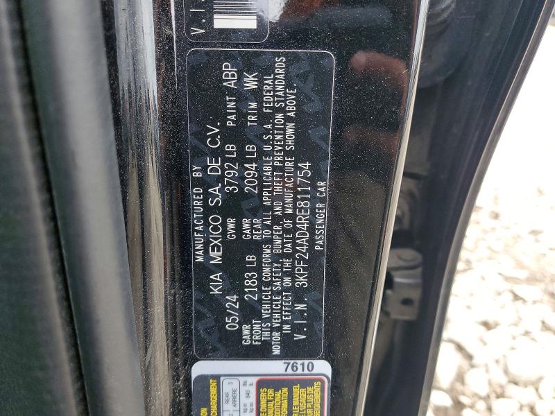 58802786 :رقم المزاد ، 3KPF24AD4RE811754 vin ، 2024 Kia Forte مزاد بيع