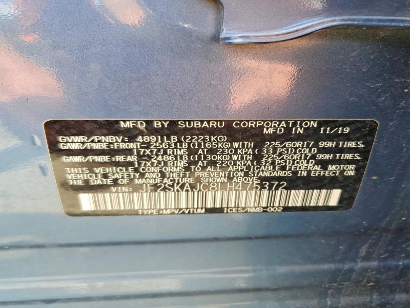 Aukcja sprzedaży 2020 Subaru Forester, vin: JF2SKAJC8LH475372, numer aukcji: 57439316