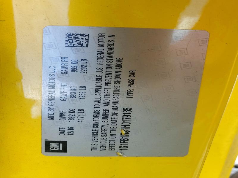 57381916 :رقم المزاد ، 1G1FB1RS1H0179135 vin ، 2017 Chevrolet Camaro مزاد بيع