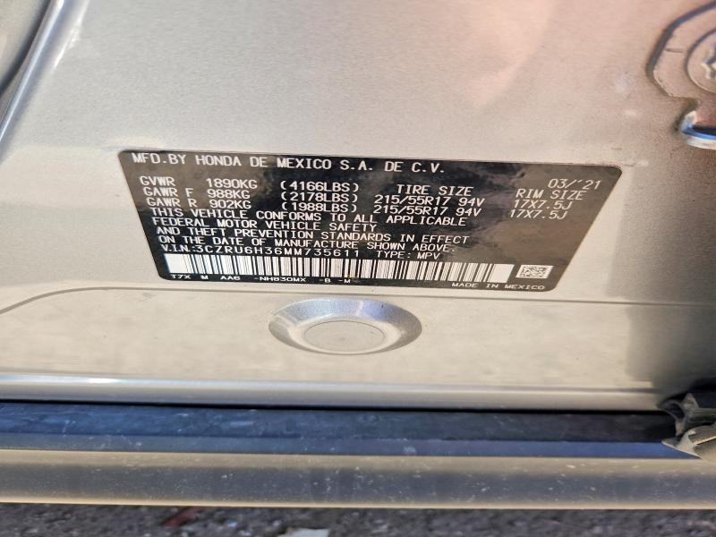 Продаж на аукціоні авто 2021 Honda Hr-v, vin: 3CZRU6H36MM735611, номер лоту: 55015756