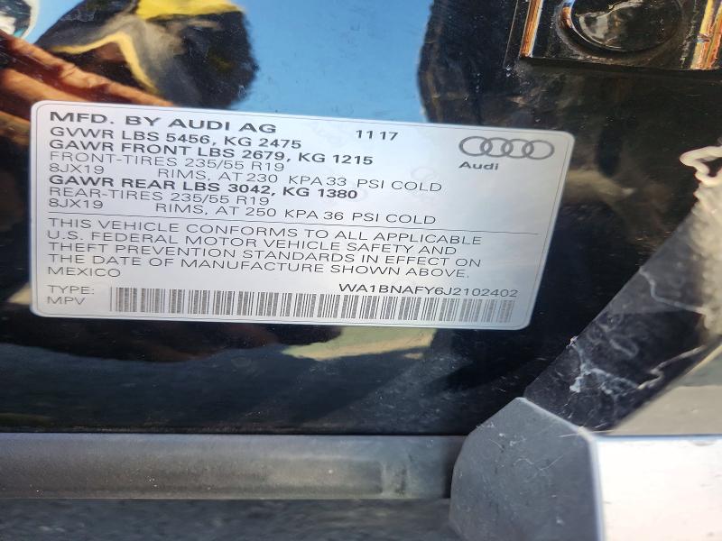 55783566 :رقم المزاد ، WA1BNAFY6J2102402 vin ، 2018 Audi Q5 مزاد بيع
