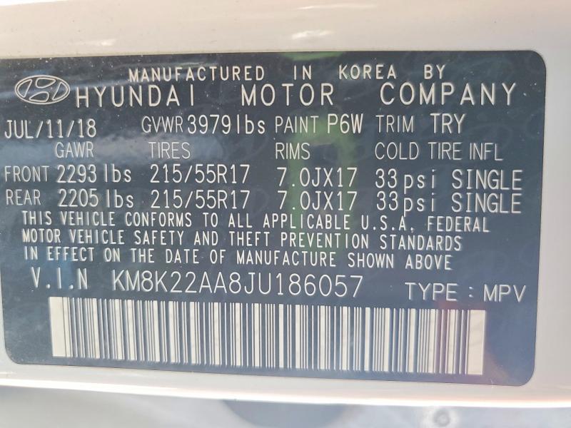 Aukcja sprzedaży 2018 Hyundai Kona, vin: KM8K22AA8JU186057, numer aukcji: 57306206