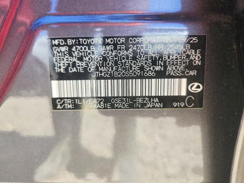 2025 Lexus Is 350 მანქანა იყიდება აუქციონზე, vin: JTHGZ1B20S5091686, აუქციონის ნომერი: 56703296