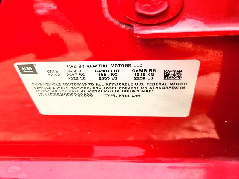 57134216 :رقم المزاد ، 1G11G5SX0DF202033 vin ، 2013 Chevrolet Malibu مزاد بيع