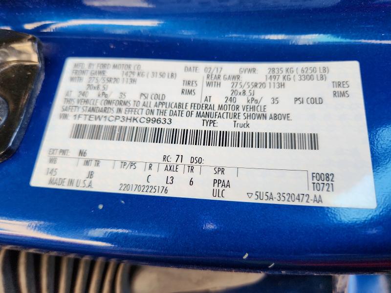 Продажа на аукционе авто 2017 Ford F150, vin: 1FTEW1CP3HKC99633, номер лота: 59543446