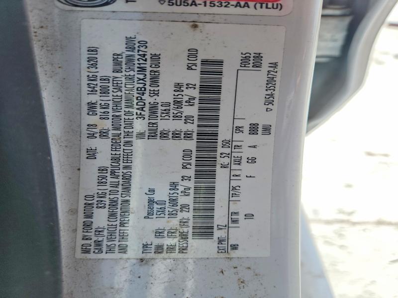 2018 Ford Fiesta მანქანა იყიდება აუქციონზე, vin: 3FADP4BJXJM124730, აუქციონის ნომერი: 59173976