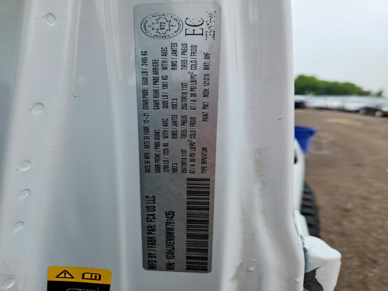 2021 Jeep Wrangler Unlimited მანქანა იყიდება აუქციონზე, vin: 1C4HJXEN9MW791435, აუქციონის ნომერი: 55761526