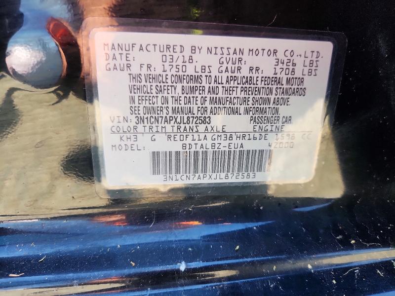 58474816 :رقم المزاد ، 3N1CN7APXJL872583 vin ، 2018 Nissan Versa مزاد بيع