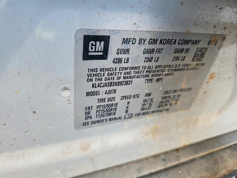 2019 Buick Encore მანქანა იყიდება აუქციონზე, vin: KL4CJASBXKB923831, აუქციონის ნომერი: 55687836