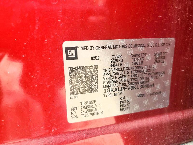 55596476 :رقم المزاد ، 3GKALPEV6KL304064 vin ، 2019 Gmc Terrain مزاد بيع