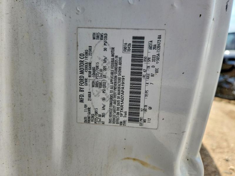2010 Ford Ranger მანქანა იყიდება აუქციონზე, vin: 1FTKR1AD7APA19191, აუქციონის ნომერი: 59116816