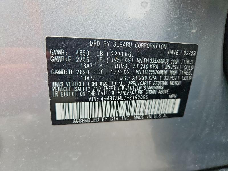 Aukcja sprzedaży 2023 Subaru Outback, vin: 4S4BTANC7P3182065, numer aukcji: 54820896