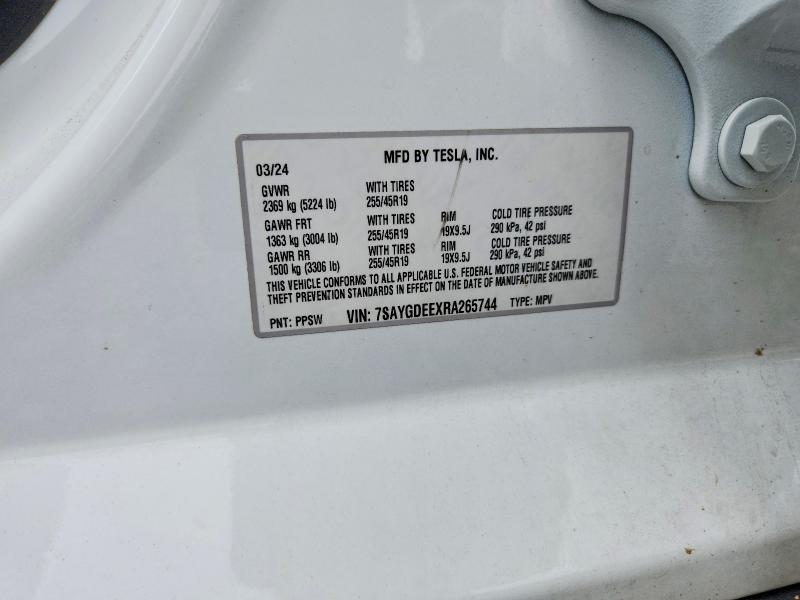 Продаж на аукціоні авто 2024 Tesla Model Y, vin: 7SAYGDEEXRA265744, номер лоту: 58128816