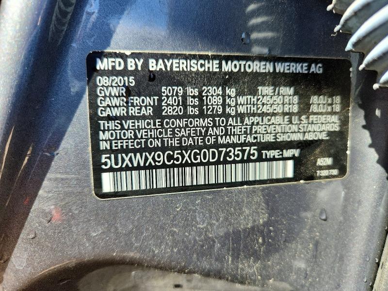 54920856 :رقم المزاد ، 5UXWX9C5XG0D73575 vin ، 2016 Bmw X3 مزاد بيع