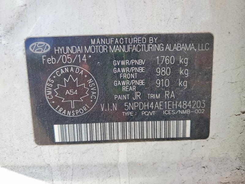 2014 Hyundai Elantra მანქანა იყიდება აუქციონზე, vin: 5NPDH4AE1EH484203, აუქციონის ნომერი: 57167256