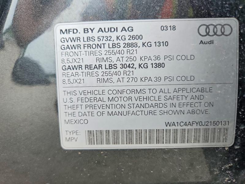 Aukcja sprzedaży 2018 Audi Sq5, vin: WA1C4AFY0J2150131, numer aukcji: 55945856