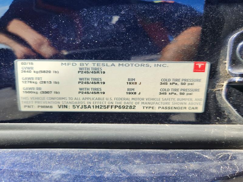 58128356 :رقم المزاد ، 5YJSA1H25FFP69282 vin ، 2015 Tesla Model S مزاد بيع