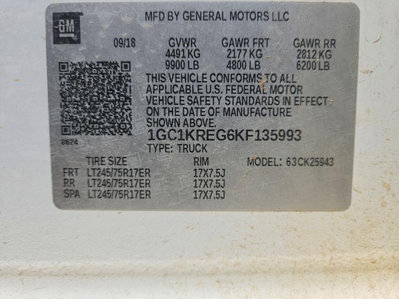 Продаж на аукціоні авто 2019 Chevrolet Silverado, vin: 1GC1KREG6KF135993, номер лоту: 56851346