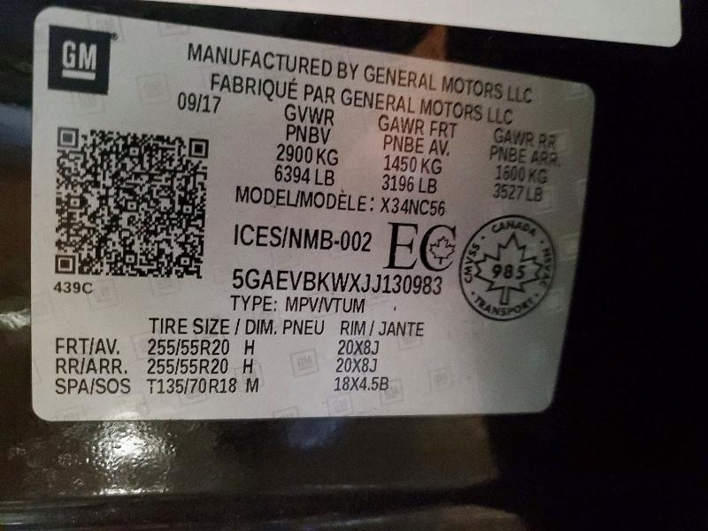 Aukcja sprzedaży 2018 Buick Enclave, vin: 5GAEVBKWXJJ130983, numer aukcji: 58112026
