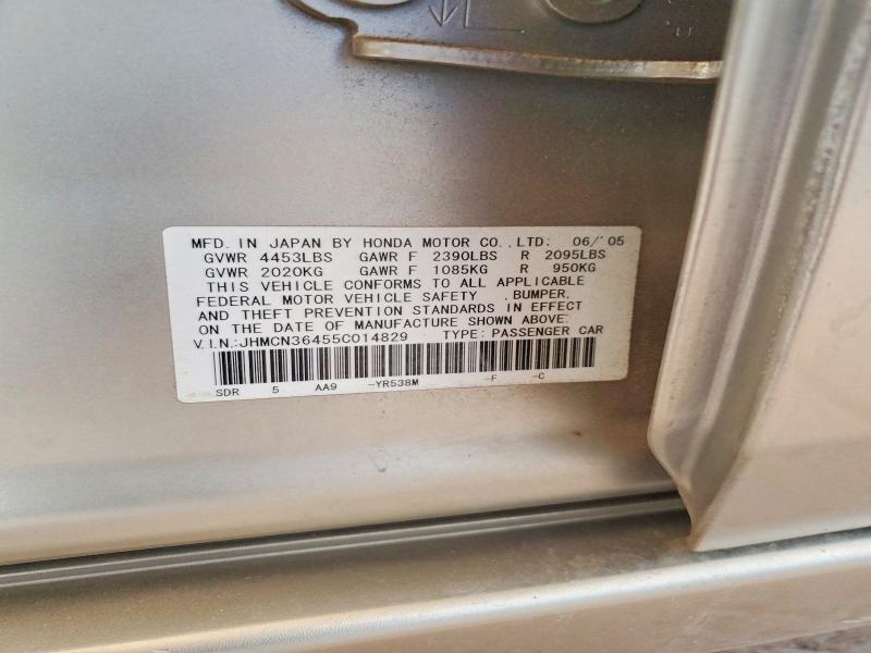 56615806 :رقم المزاد ، JHMCN36455C014829 vin ، 2005 Honda Accord مزاد بيع