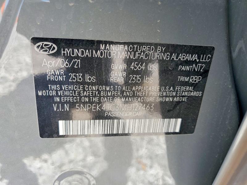 Продажа на аукционе авто 2021 Hyundai Sonata, vin: 5NPEK4JC3MH127463, номер лота: 57153536