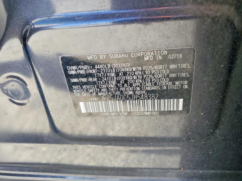 Продажа на аукционе авто 2018 Subaru Forester, vin: JF2SJAGC5JH548382, номер лота: 58273636