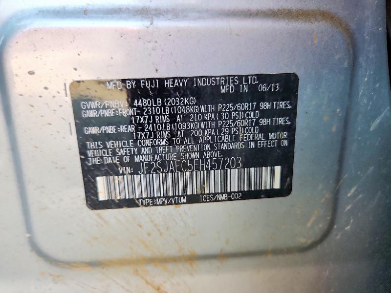 Продаж на аукціоні авто 2014 Subaru Forester, vin: JF2SJAEC5EH457203, номер лоту: 58564216