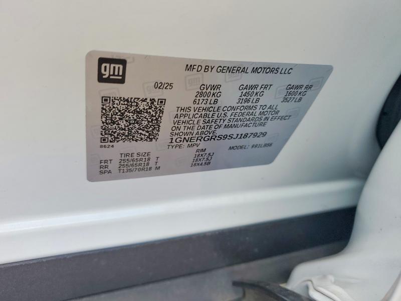 57379466 :رقم المزاد ، 1GNERGRS9SJ187929 vin ، 2025 Chevrolet Traverse مزاد بيع
