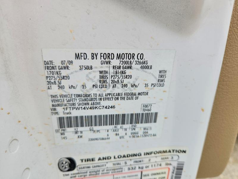 2009 Ford F150 მანქანა იყიდება აუქციონზე, vin: 1FTPW14V49KC74246, აუქციონის ნომერი: 58268416