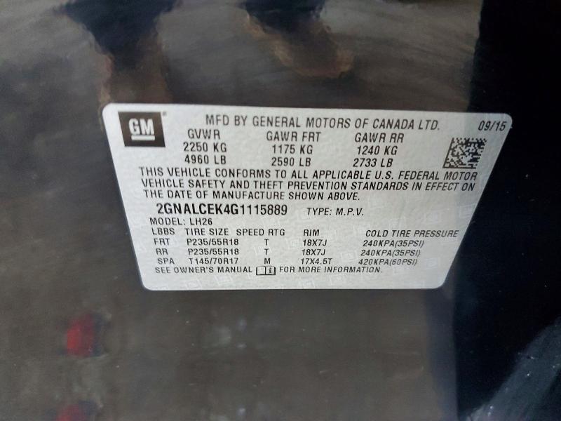 Auction sale of the 2016 Chevrolet Equinox, vin: 2GNALCEK4G1115889, lot number: 57612206
