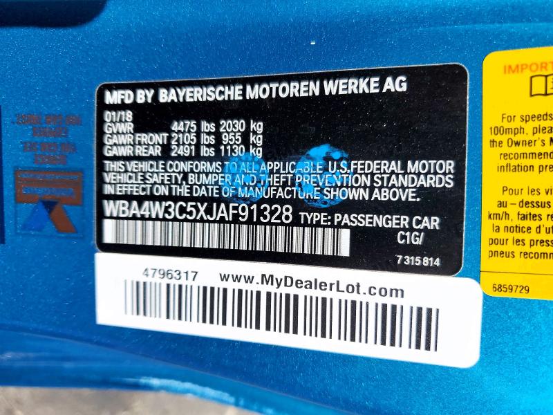Aukcja sprzedaży 2018 Bmw 430i, vin: WBA4W3C5XJAF91328, numer aukcji: 85990195